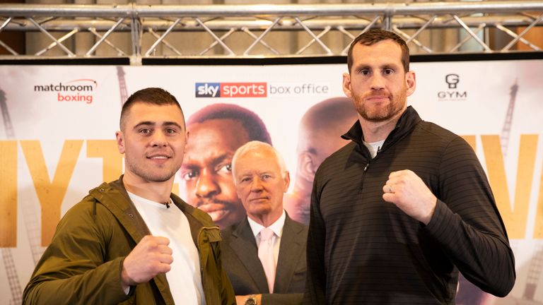 David Allen and David Price pose for the cameras ahead of their heavyweight showdown at The O2