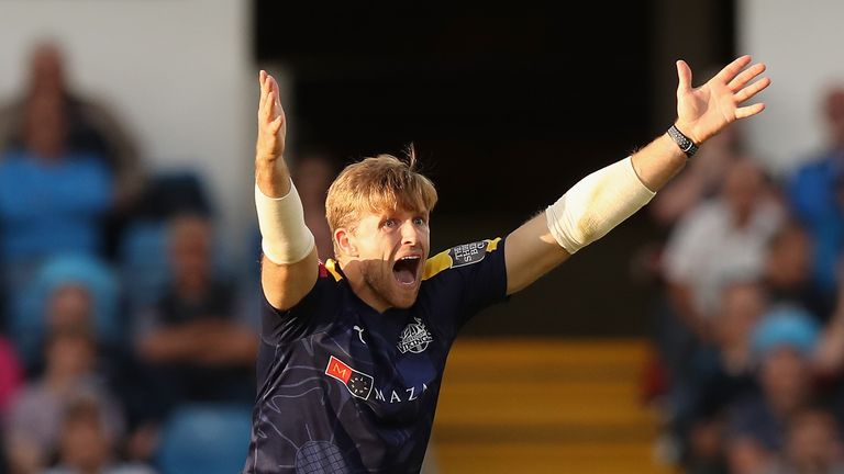 during the Vitality Blast match between Yorkshire Vikings and Derbyshire Falcons at Headingley on July 30, 2018 in Leeds, England.