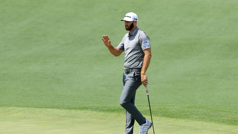 Dustin Johnson during the first round of the Masters