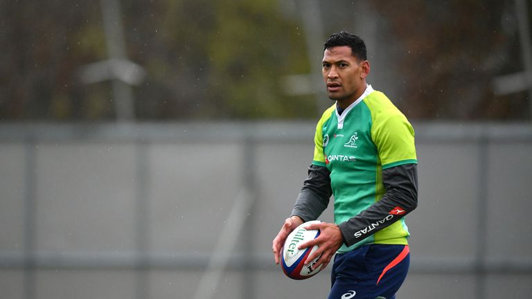 Israel Folau trains for Australia