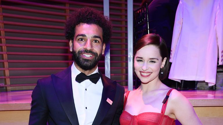Mohamed Salah and Emilia Clarke at the TIME 100 Gala in New York