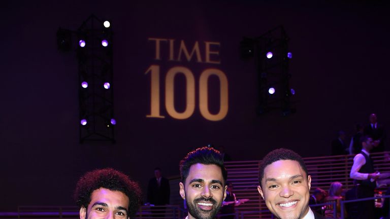 Mohamed Salah, Hasan Minhaj, and Trevor Noah at the TIME 100 Gala in New York