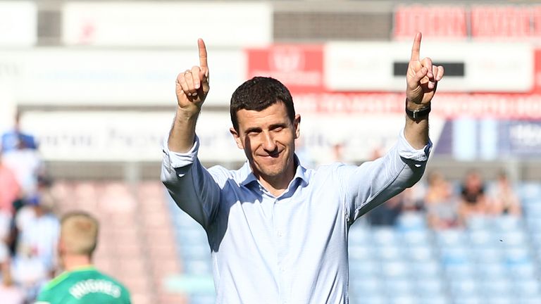 Javi Gracia, Manager of Watford acknowledges the fans after the Premier League match between Huddersfield Town and Watford