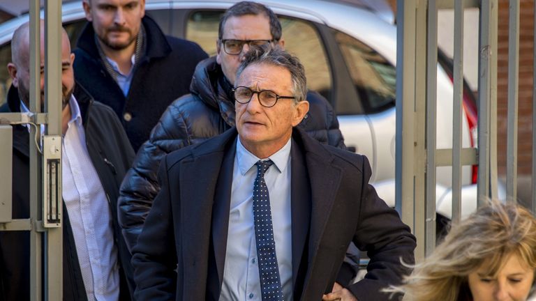 Former French rugby union national team coach, Guy Noves, arrives for a hearing at the Conseil de Prud'hommes (conciliation tribunal) in Toulouse on February 14, 2019.