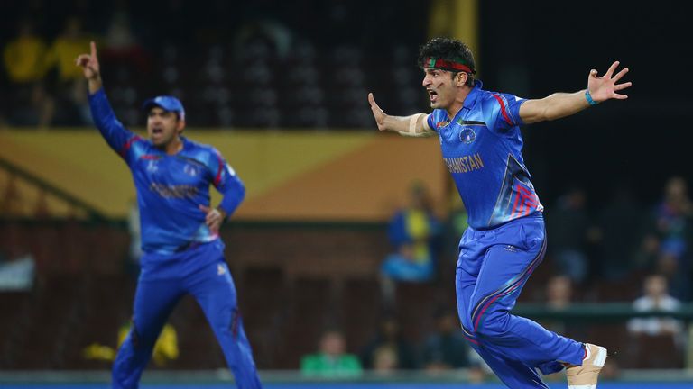 Hamid Hassan during the 2015 Cricket World Cup match between England and Afghanistan at Sydney Cricket Ground on March 13, 2015 in Sydney, Australia.