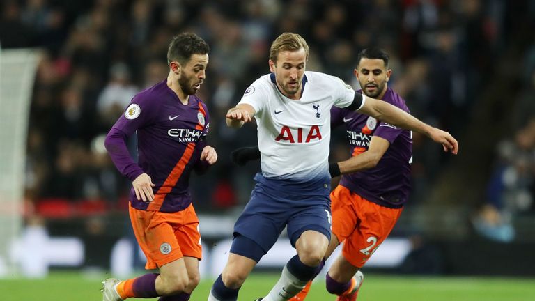  during the Premier League match between Tottenham Hotspur and Manchester City at Wembley Stadium on October 29, 2018 in London, United Kingdom.