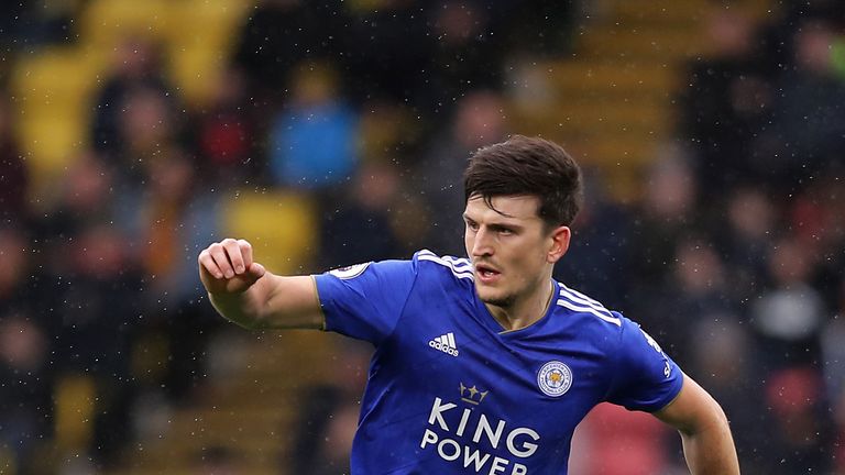 Harry Maguire in action for Leicester 