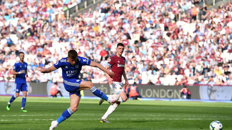 Harvey Barnes scores against West Ham