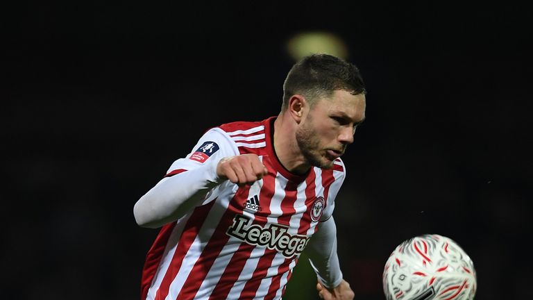 BRENTFORD, ENGLAND - FEBRUARY 05: Henrik Dalsgaard of Brentford in action during the FA Cup Fourth Round Replay match between Brentford and Barnet at Griffin Park on February 05, 2019 in Brentford, United Kingdom. (Photo by Mike Hewitt/Getty Images)