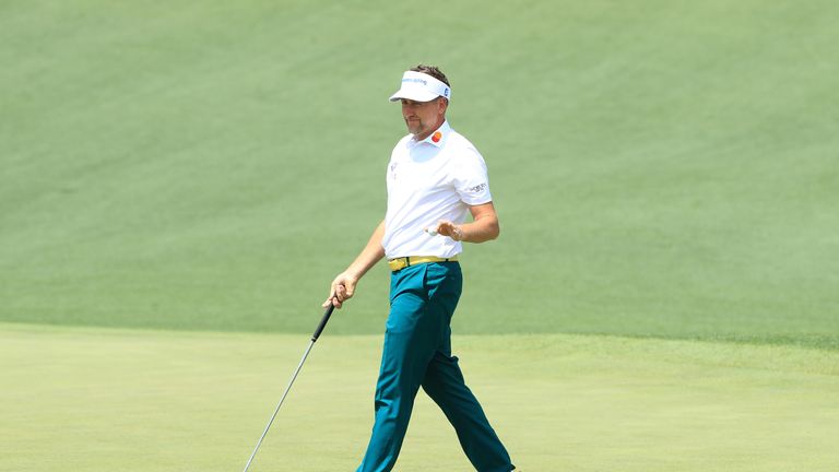 Ian Poulter during the first round of the Masters