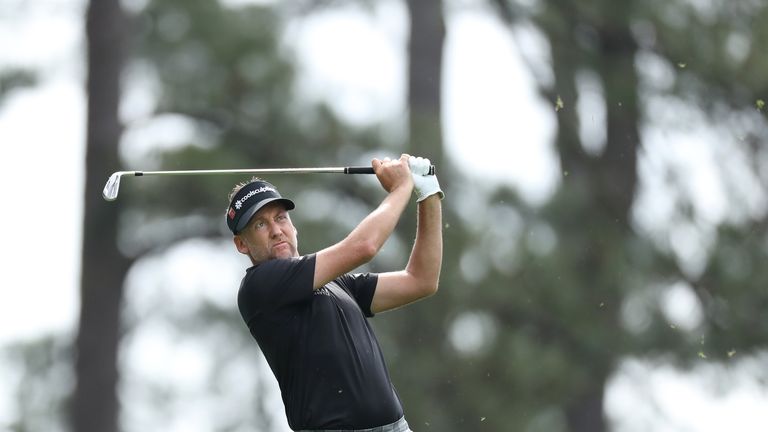 Ian Poulter during the second round of the Masters