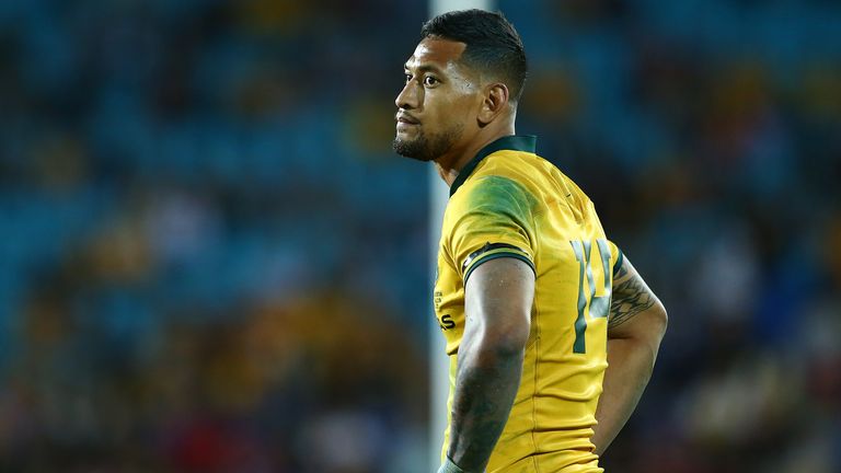 Israel Folau of the Wallabies looks dejected during The Rugby Championship match between the Australian Wallabies and Argentina Pumas at Cbus Super Stadium on September 15, 2018 in Gold Coast, Australia. 