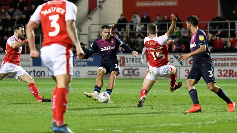 Jack Grealish scores for Aston Villa against Rotherham