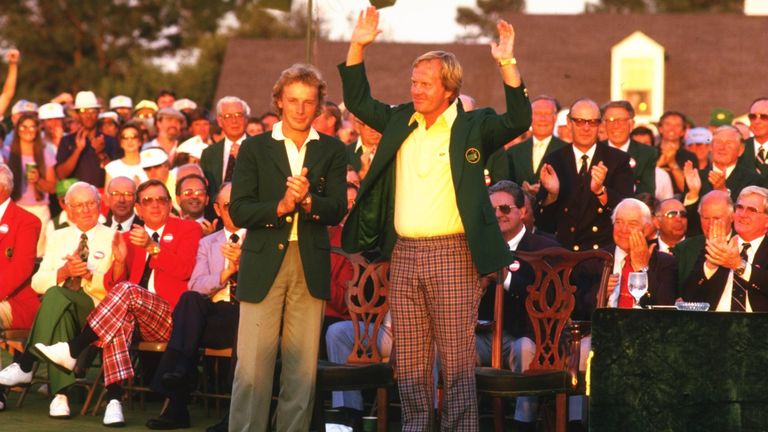 Jack Nicklaus dons the Green Jacket for the sixth and final time in 1986