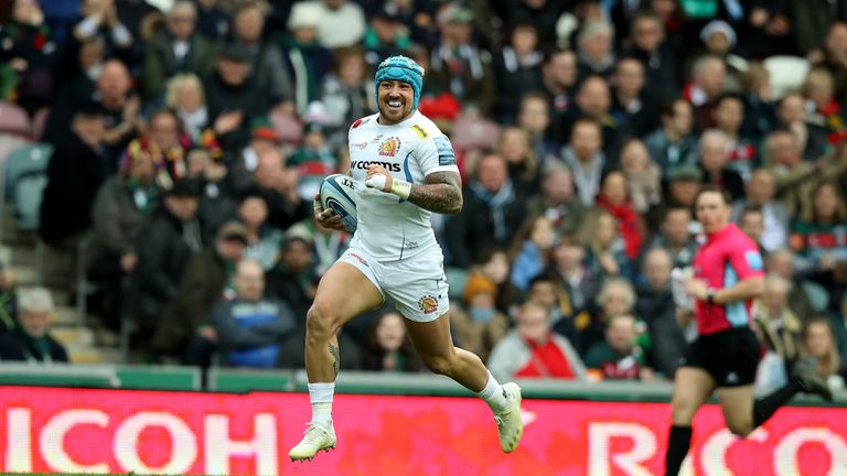 Jack Nowell racing away for Exeter Chiefs