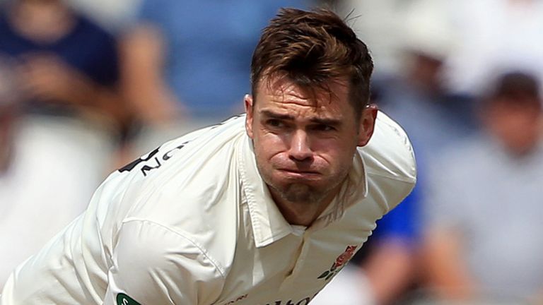 James Anderson of Lancashire bowls during day two of the Specsavers County Championship division one match between Lancashire and Yorkshire at Emirates Old Trafford on July 23, 2018 in Manchester, England. (Photo by Clint Hughes/Getty Images)