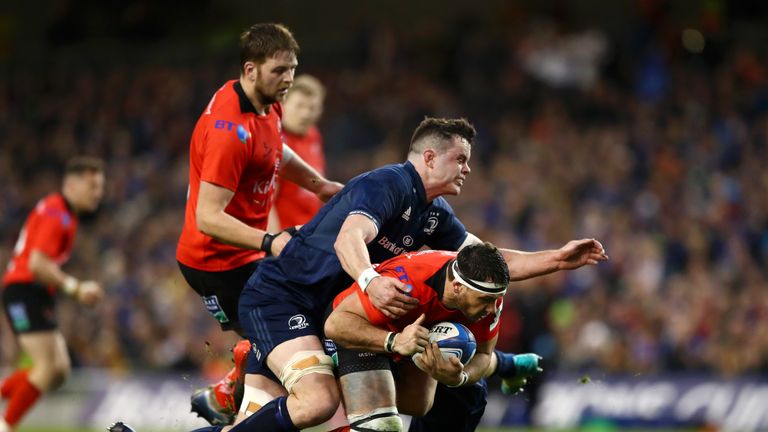 James Ryan puts in a bone-crunching tackle on Marcell Coetzee