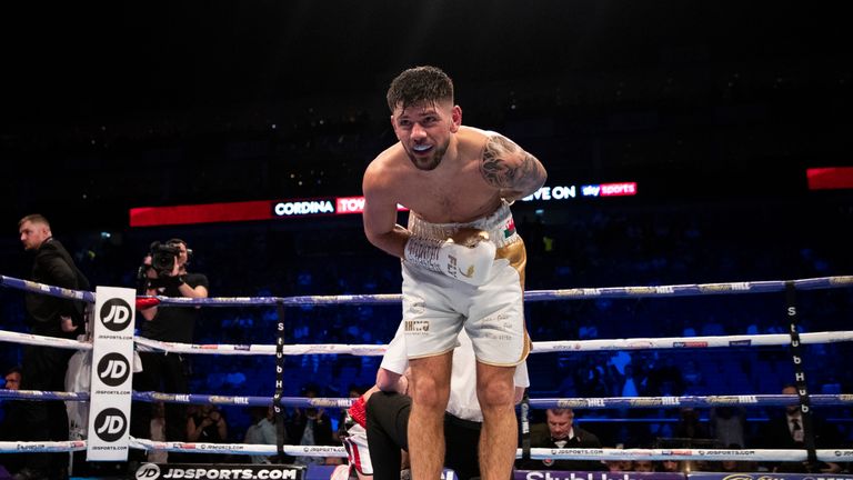 Joe Cordina takes a bow after defeating Andy Townend to win the British lightweight title
