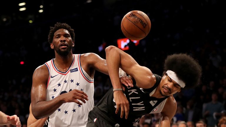 Joel Embiid was given a flagrant foul for his shove on Jared Allen