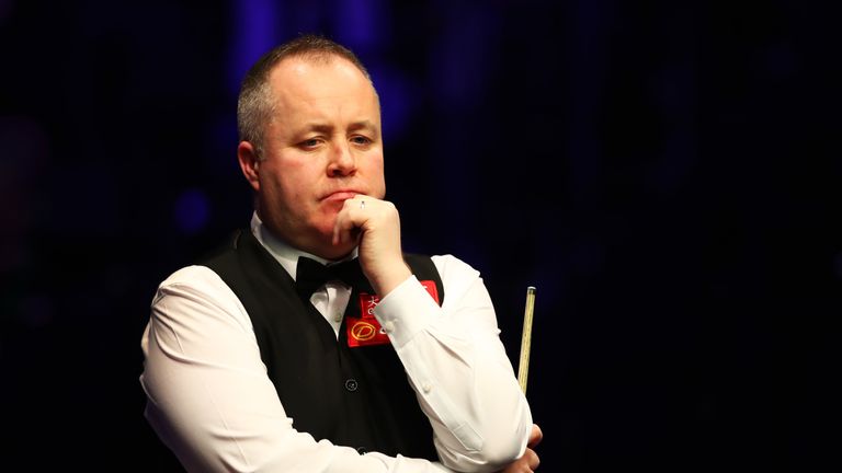 John Higgins of Scotland looks on during his first round match against Ryan Day of Wales during day one of The Dafabet Masters at Alexandra Palace on January 13, 2019 in London, England