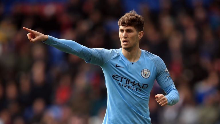 John Stones of Manchester City during the Premier League match between Crystal Palace and Manchester City at Selhurst Park on April 14, 2019 in London, United Kingdom.