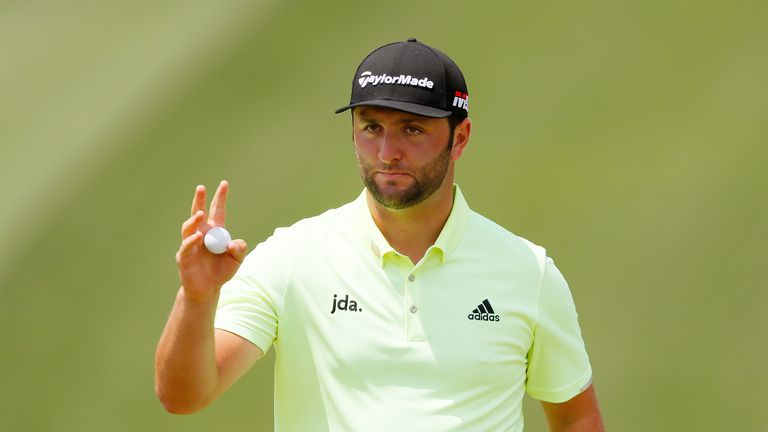 Jon Rahm during the first round of the Masters