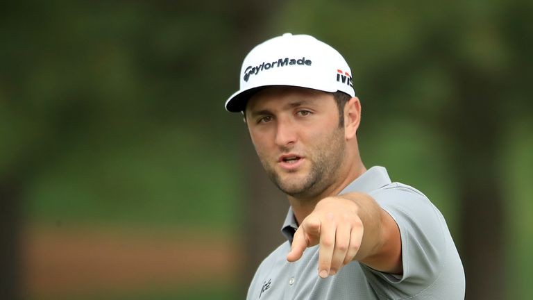 Jon Rahm during a practice round ahead of the Masters