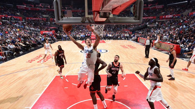 Landry Shamet of the LA Clippers shoots the ball against the Houston Rockets