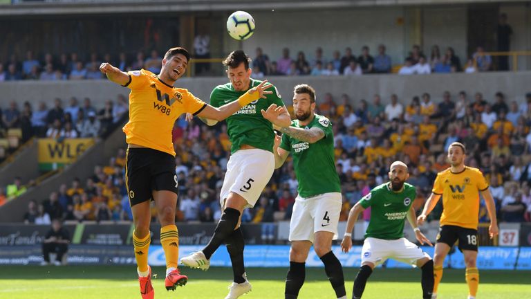 Lewis Dunk rises to head clear as Wolves were left frustrated by Brighton