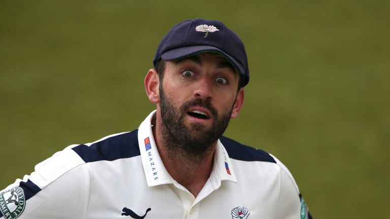 Liam Plunkett during the Specsavers County Championship division one match between Nottinghamshire and Yorkshire at the Trent Bridge on May 3, 2016 in Nottingham, England.