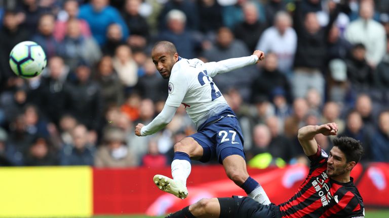 Lucas Moura scores Tottenham's fourth goal, completing his hat-trick