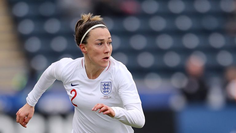 Lucy Bronze #2 of England takes the ball in the first half against Brazil at Talen Energy Stadium on February 27, 2019 in Chester, Pennsylvania.