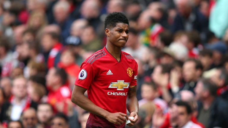 Marcus Rashford was forced off in the second half