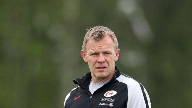 Saracens Director of Rugby, Mark McCall looks on during training