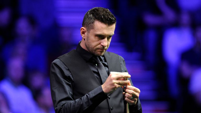 Mark Selby of England looks on during his quarter-final match against Judd Trump of England on day six of the 2019 Dafabet Masters at Alexandra Palace on January 18, 2019 in London, England
