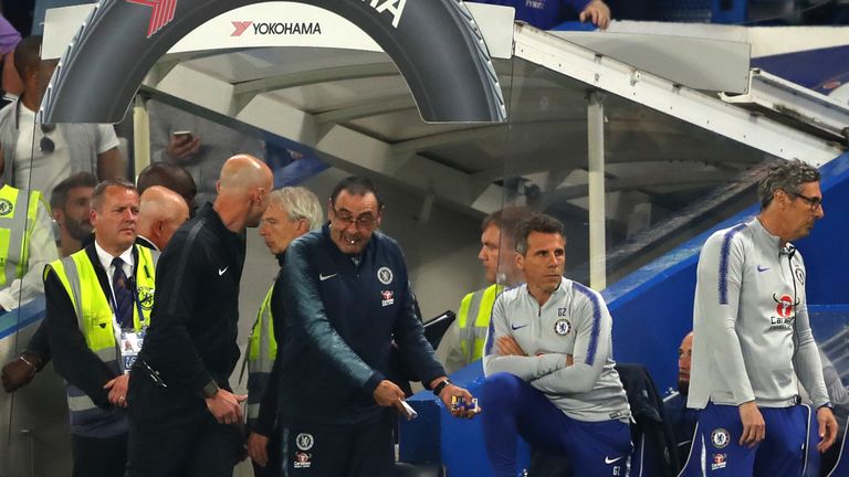 Gianfranco Zola took media duties after the game as Maurizio Sarri's emotions ran high