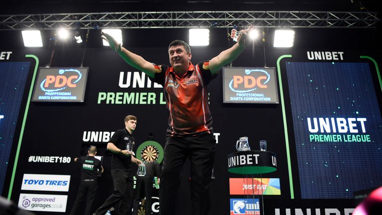 Unibet Premier League game at The SSE Arena in Belfast Mensur Suljovic