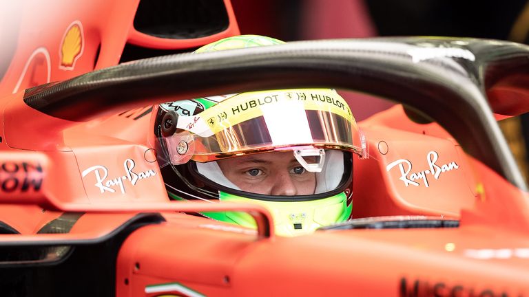 Mick Schumacher of Germany is seen in the Scuderia Ferrari SF90 during F1 testing in Bahrain at Bahrain International Circuit on April 02, 2019 in Bahrain, Bahrain.