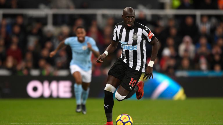 during the Premier League match between Newcastle United and Manchester City at St James' Park on December 27, 2017 in Newcastle Upon Tyne, England.
