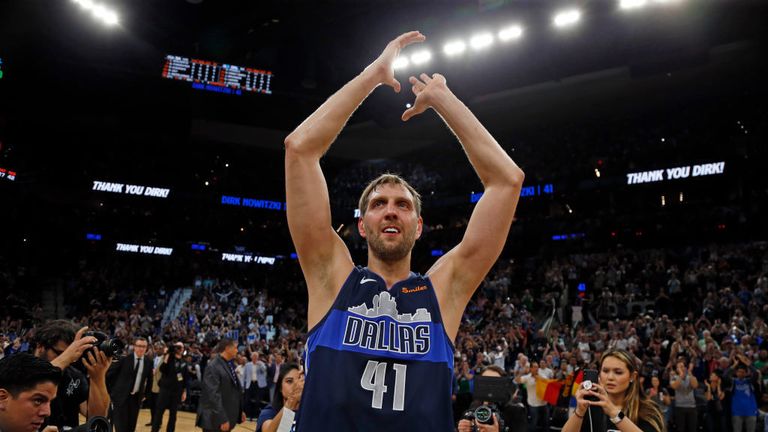 Dirk Nowitzki in his final NBA game for Mavericks