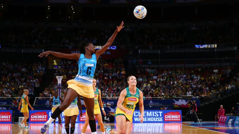 Australia and Barbados  duelling at the 2015 Netball World Cup 