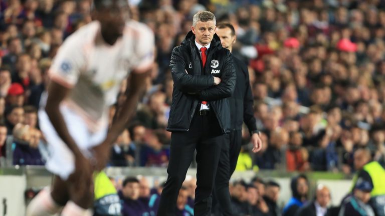 Man Utd manager Ole Gunnar Solskjaer during the UEFA Champions League Quarter Final, second leg match between Barcelona and Manchester United