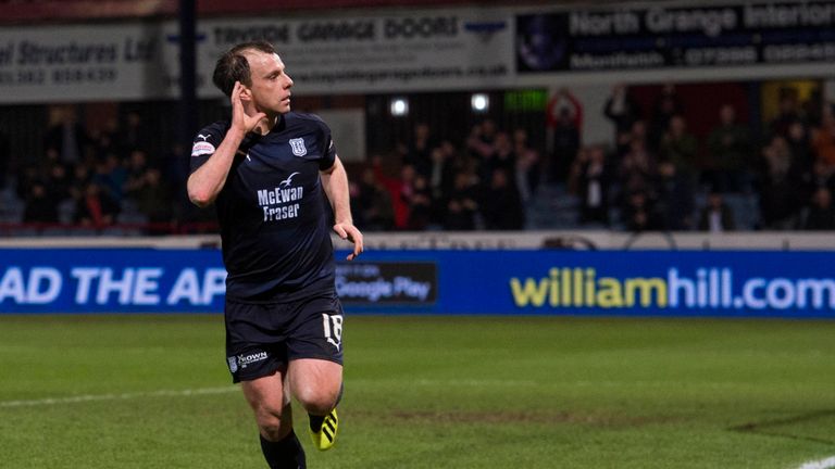 Dundee's Paul McGowan celebrates one of the three goals he has scored for the club this season