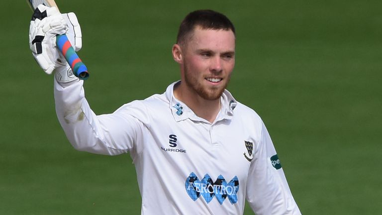  during the Specsavers County Championship Division Two match between Sussex and Derbyshire at The 1st Central County Ground on August 21, 2018 in Hove, England.