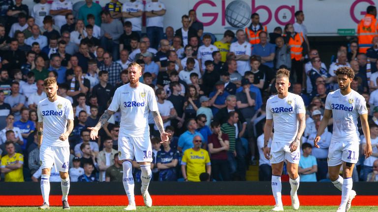 Leeds United's Pontus Jansson reacts after conceding at home to Wigan