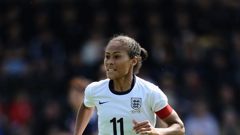 BURTON-UPON-TRENT, ENGLAND - JUNE 26:  Rachel Yankey of England during the England Women v Japan Women - Womens' International Match at Pirelli Stadium on June 26, 2013 in Burton-upon-Trent, England.  (Photo by Tony Marshall/Getty Images)