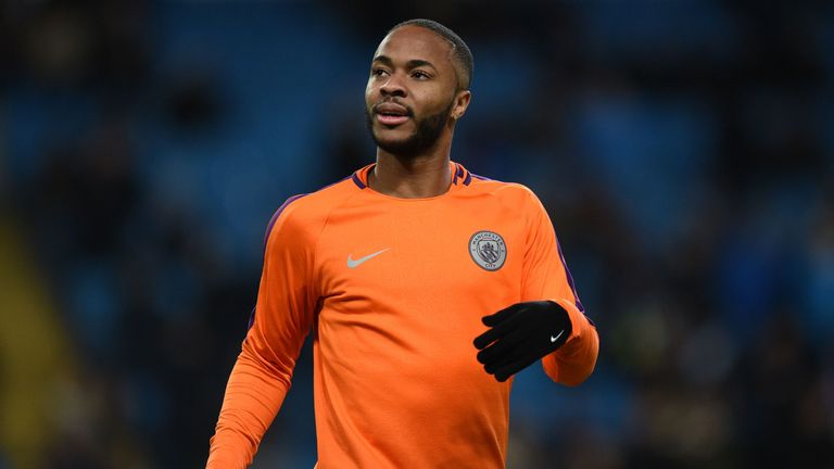 Manchester City&#39;s English striker Raheem Sterling warms up ahead of the UEFA Champions League round of 16 second leg football match between Manchester City and Schalke 04 at the Etihad Stadium in Manchester, north west England, on March 12, 2019.