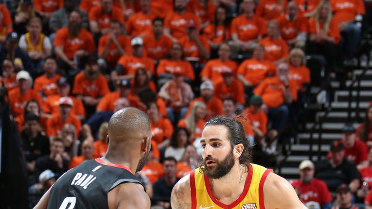 Ricky Rubio #3 of the Utah Jazz handles the ball against the Houston Rockets during Game Three of Round One of the 2019 NBA Playoffs on April 20, 2019 at vivint.SmartHome Arena in Salt Lake City, Utah