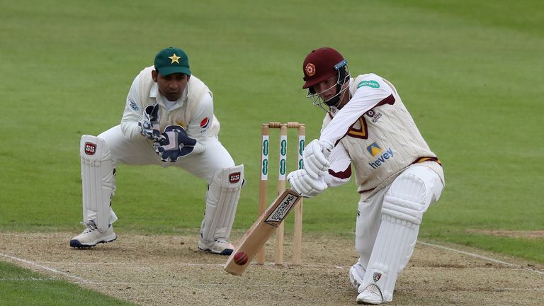 Rob Newton during the tour match between Northamptonshire and Pakistan at The County Ground on May 4, 2018 in Northampton, England.