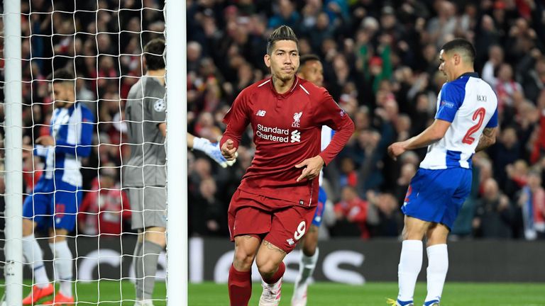 Roberto Firmino scored Liverpool's second in the first leg
